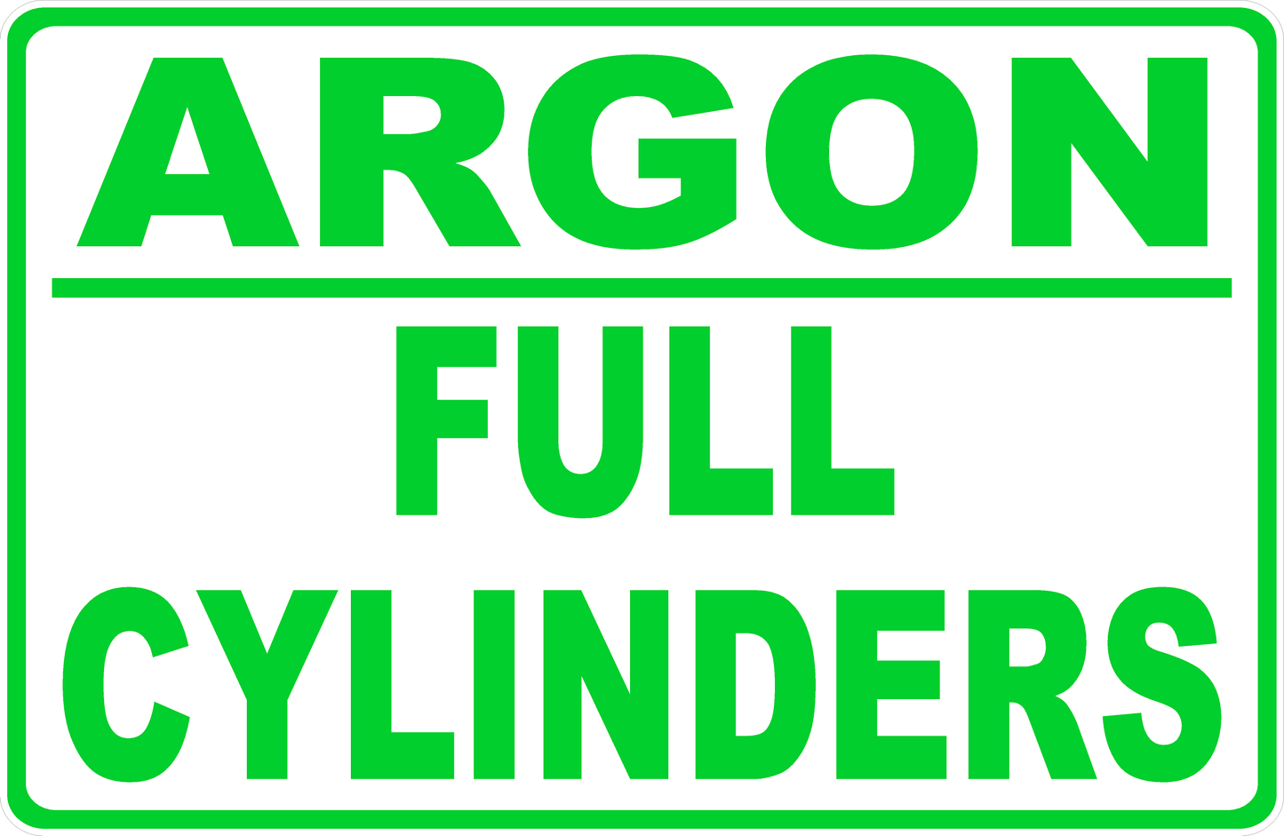 Argon Full Cylinders Decal | Compressed Gas Cylinder Storage Safety Decals