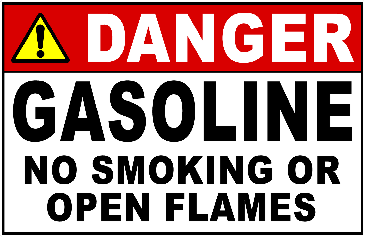 Danger Gasoline No Smoking Or Open Flames Sign