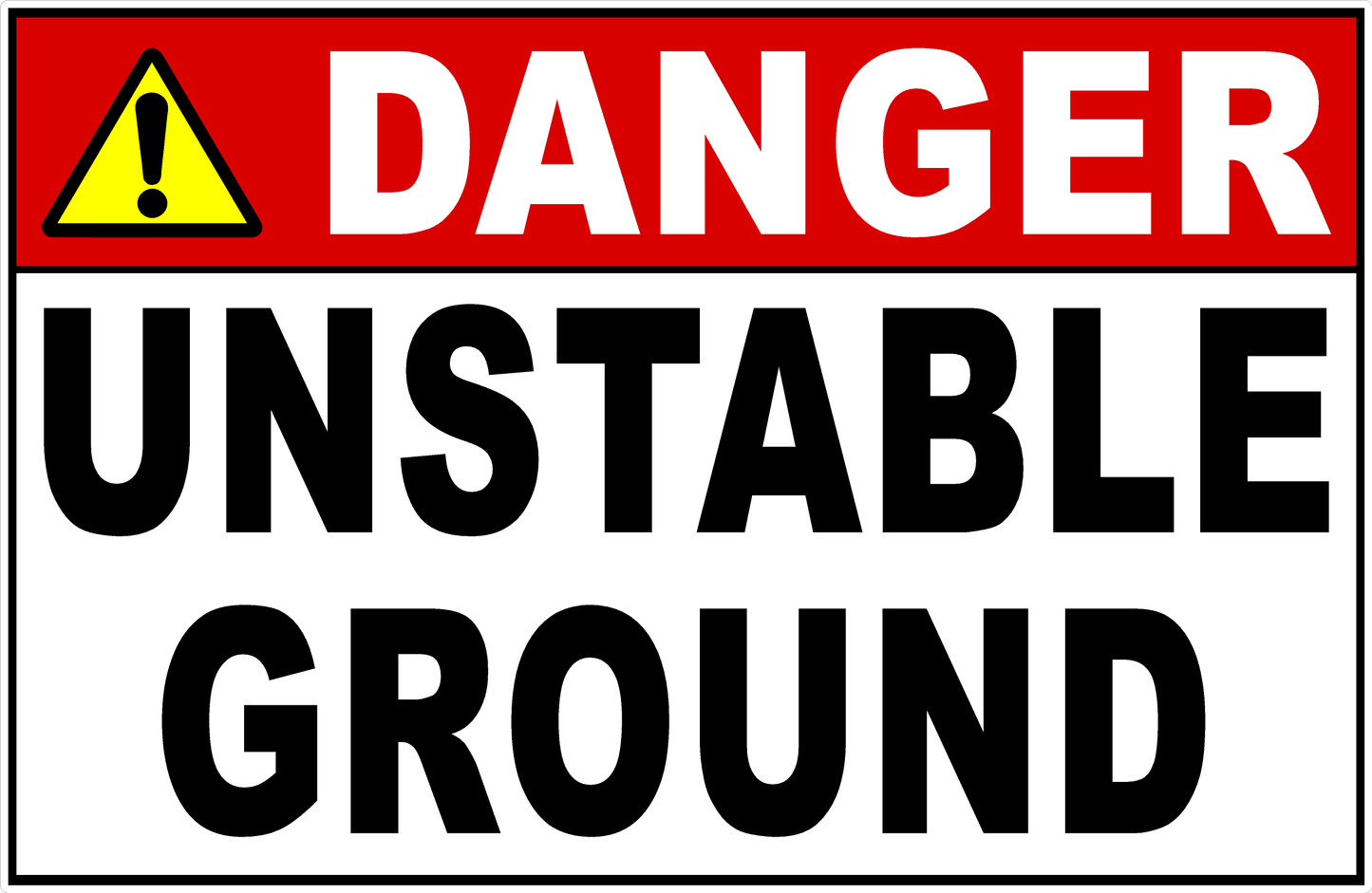 Danger Unstable Ground Decal