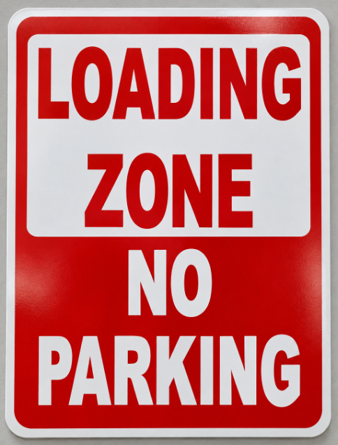 Loading Zone No Parking Sign