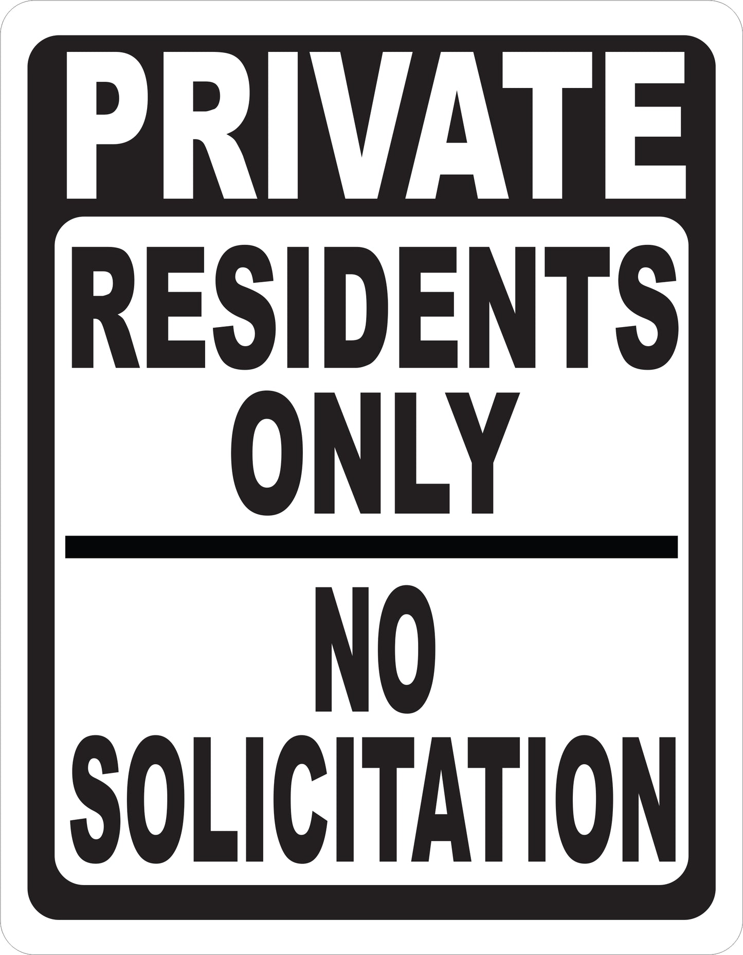 Private Residents Only No Solicitation Sign