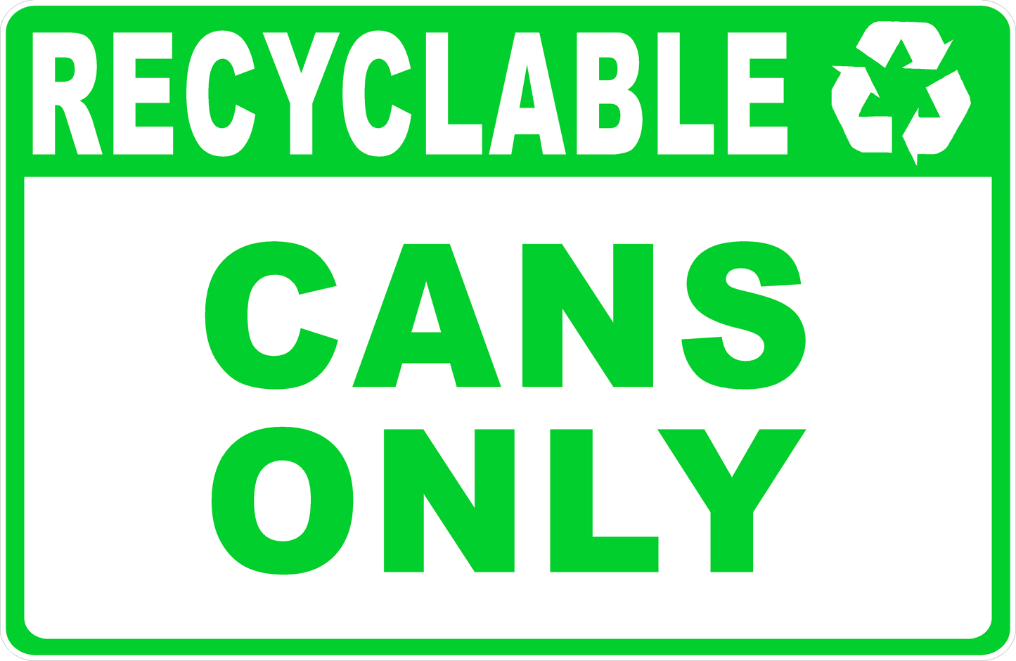 Recyclable Cans Only Decal