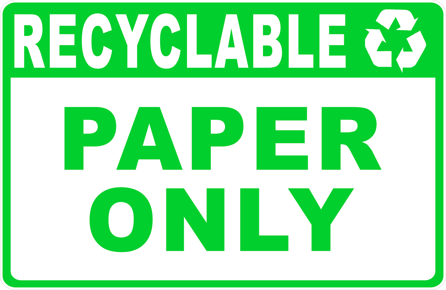 Recyclable Paper Only Sign Decal