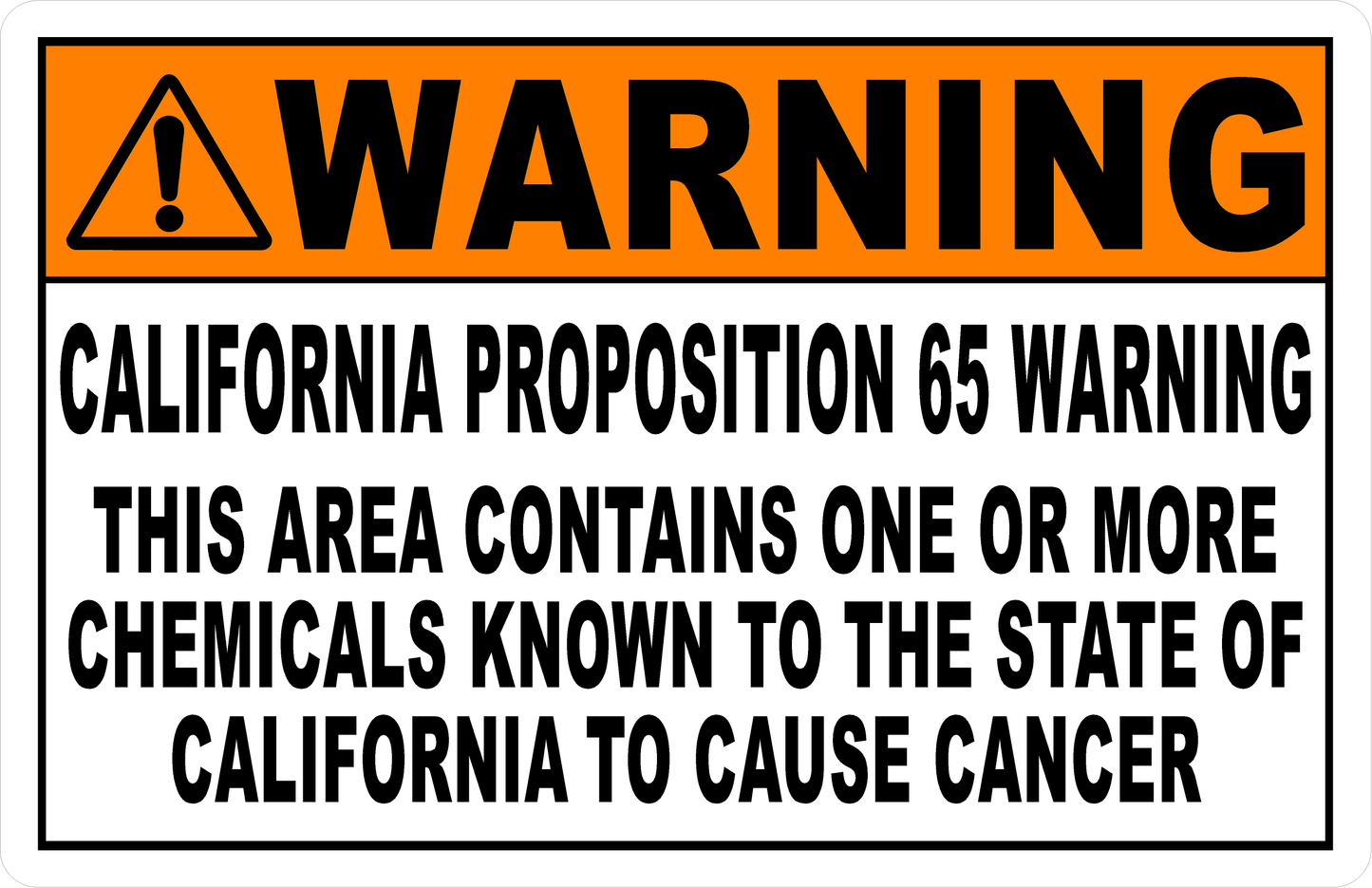 Warning California Proposition 65 Decal