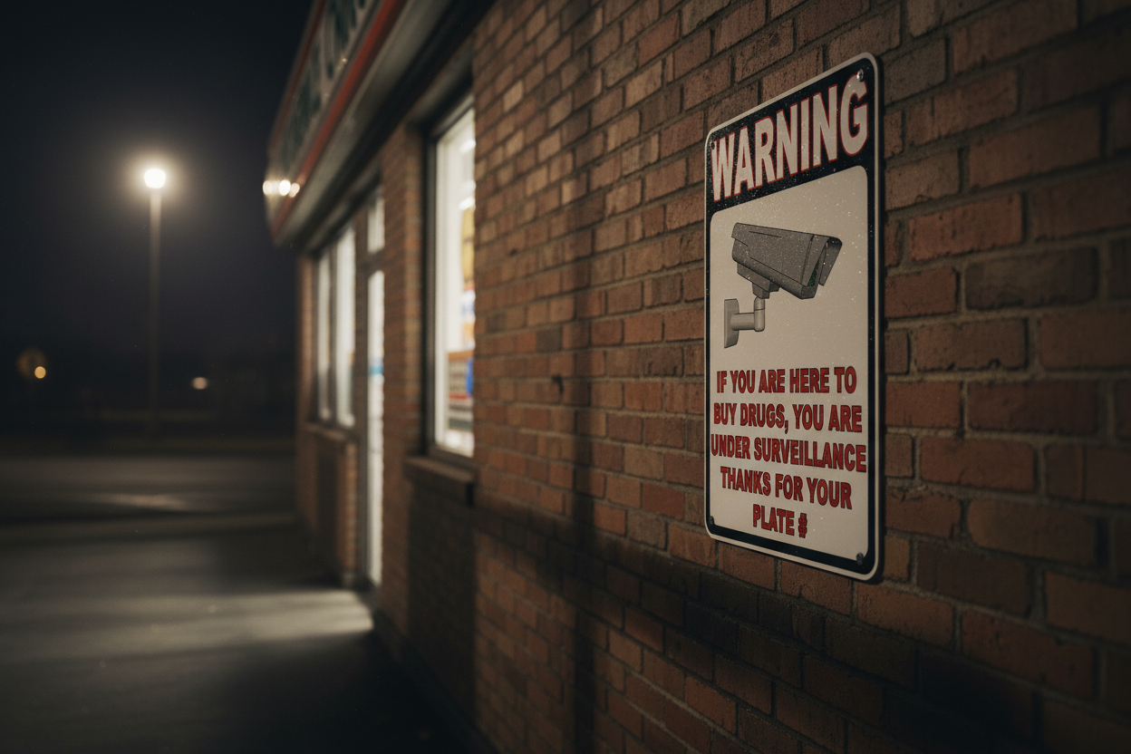 Warning If You Are Here to Buy Drugs You Are Under Surveillance Sign Sala Graphics