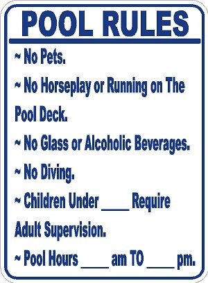 Pool Rules Sign Customizable