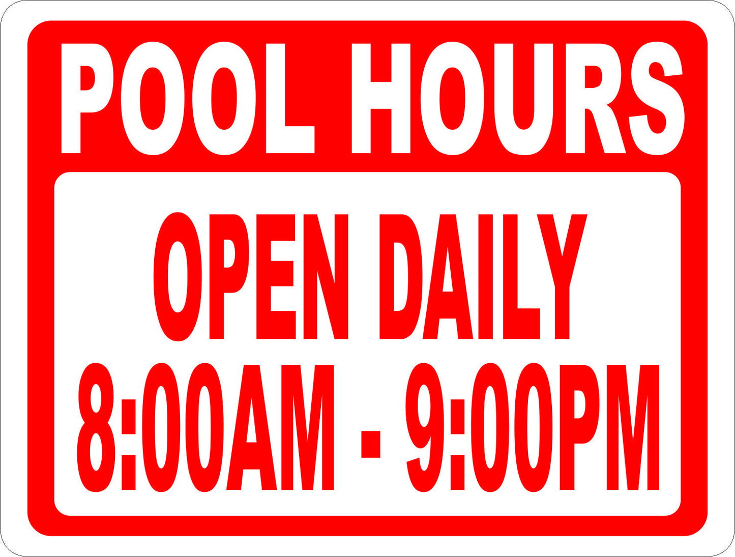 Pool Hours Sign