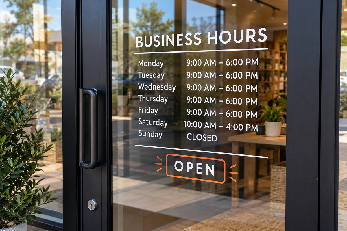 Business Hours Decals