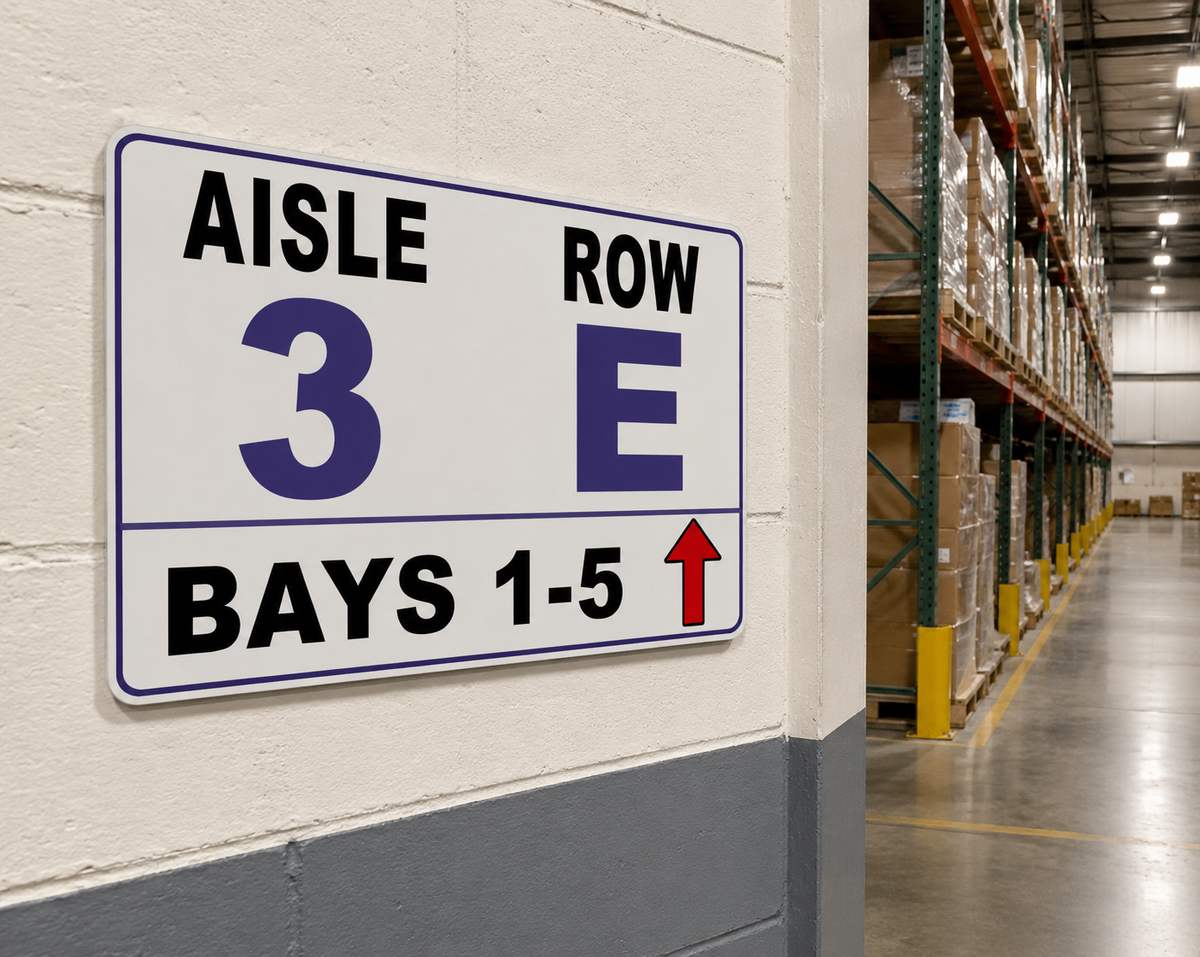 Wall-Mounted Warehouse Aisle Sign