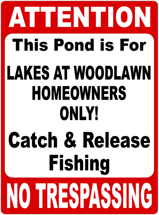 Community Catch & Release Fishing Sign Customizable for Your Community
