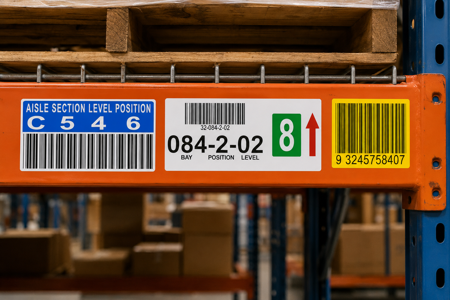Warehouse rack barcode labels