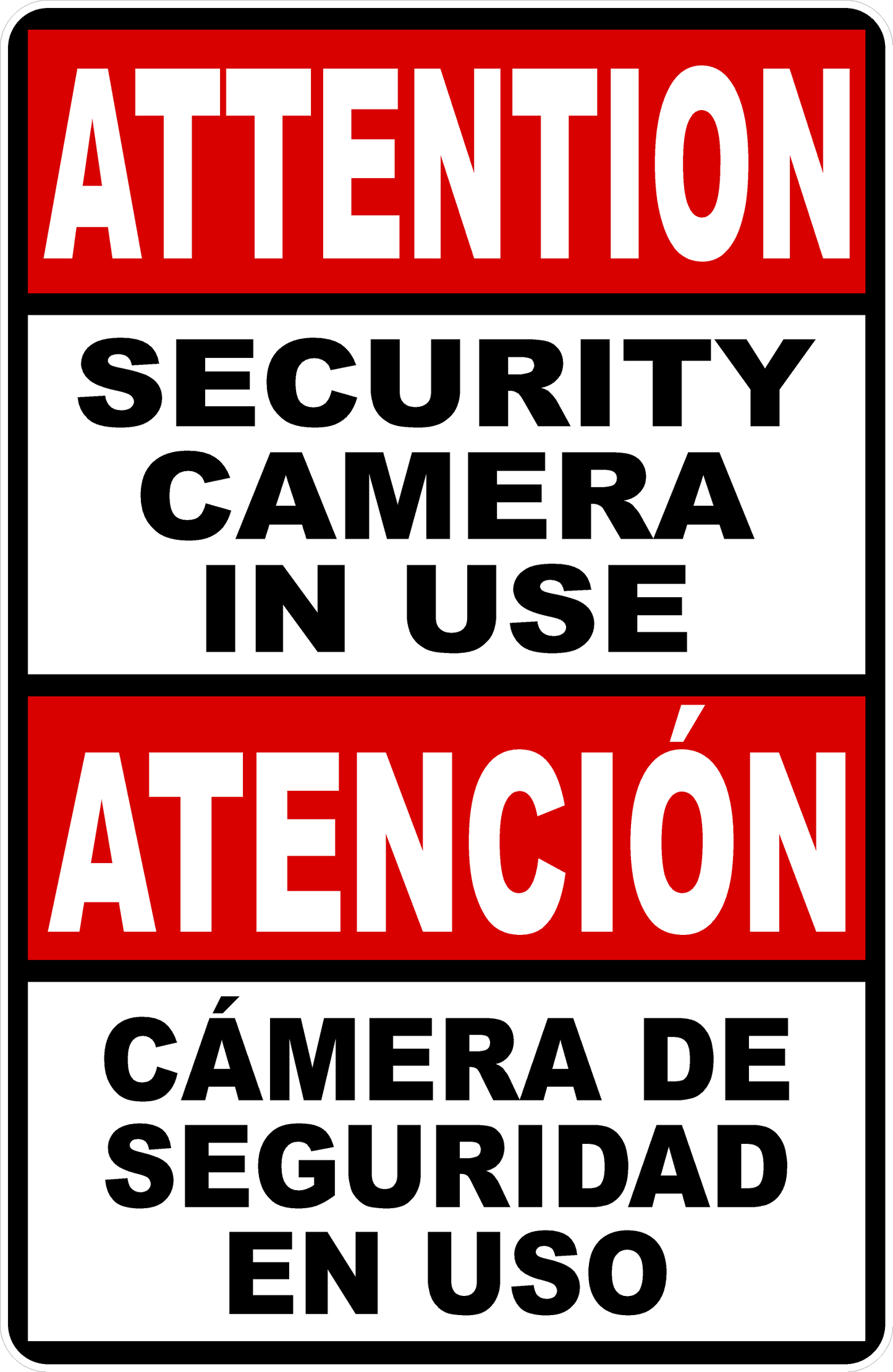 Attention Security Camera in Use Bilingual Decal