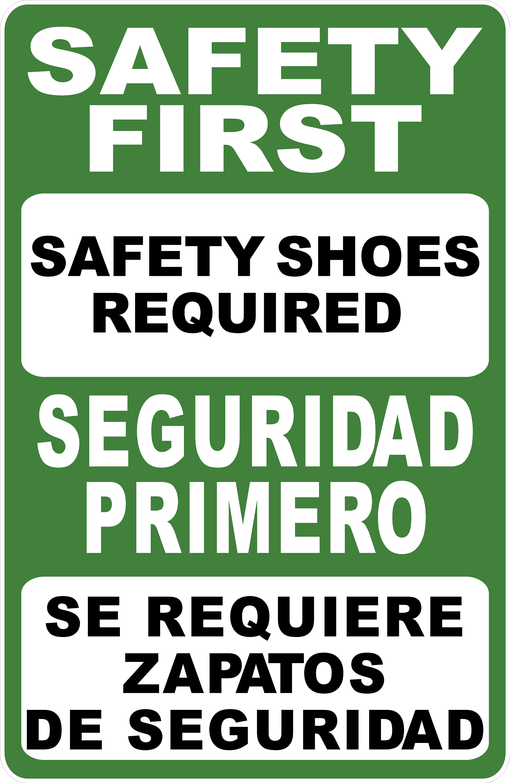Bilingual Safety First Safety Shoes Required Decal