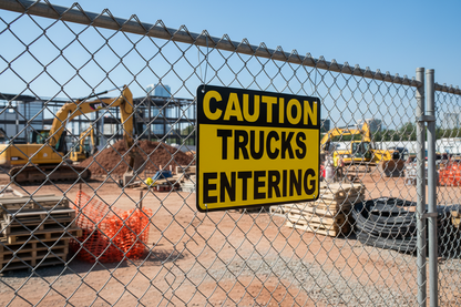 Caution Trucks Entering Sign sala graphics
