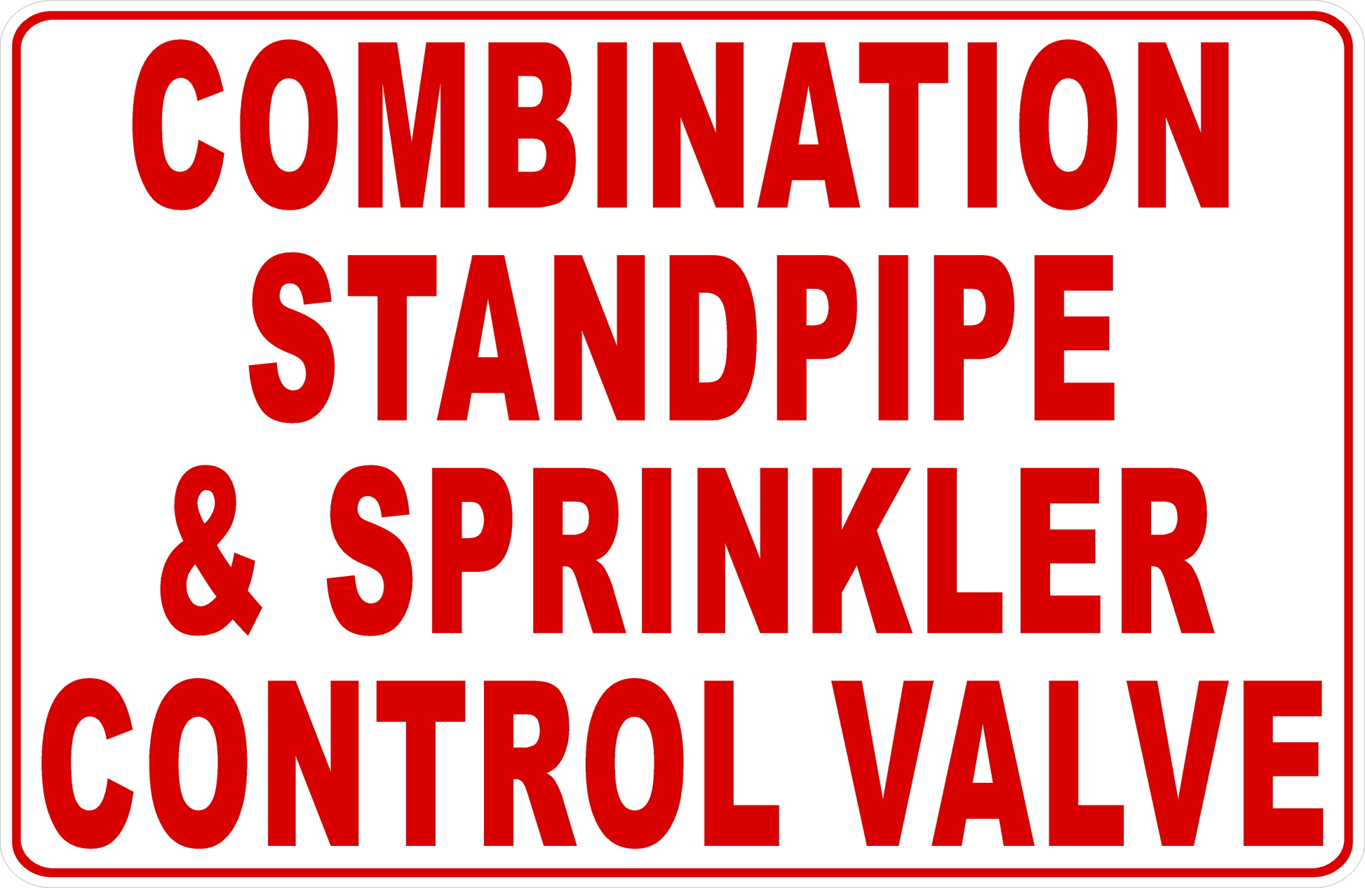Combination Standpipe and Sprinkler Control Valve Decal