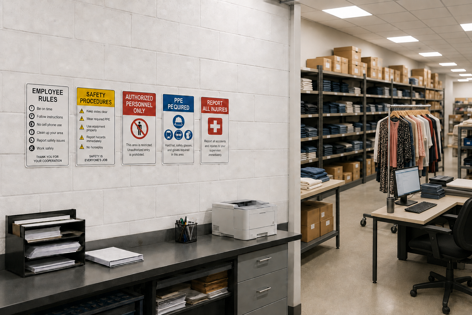 Commercial building with professional facility identification and wayfinding signage