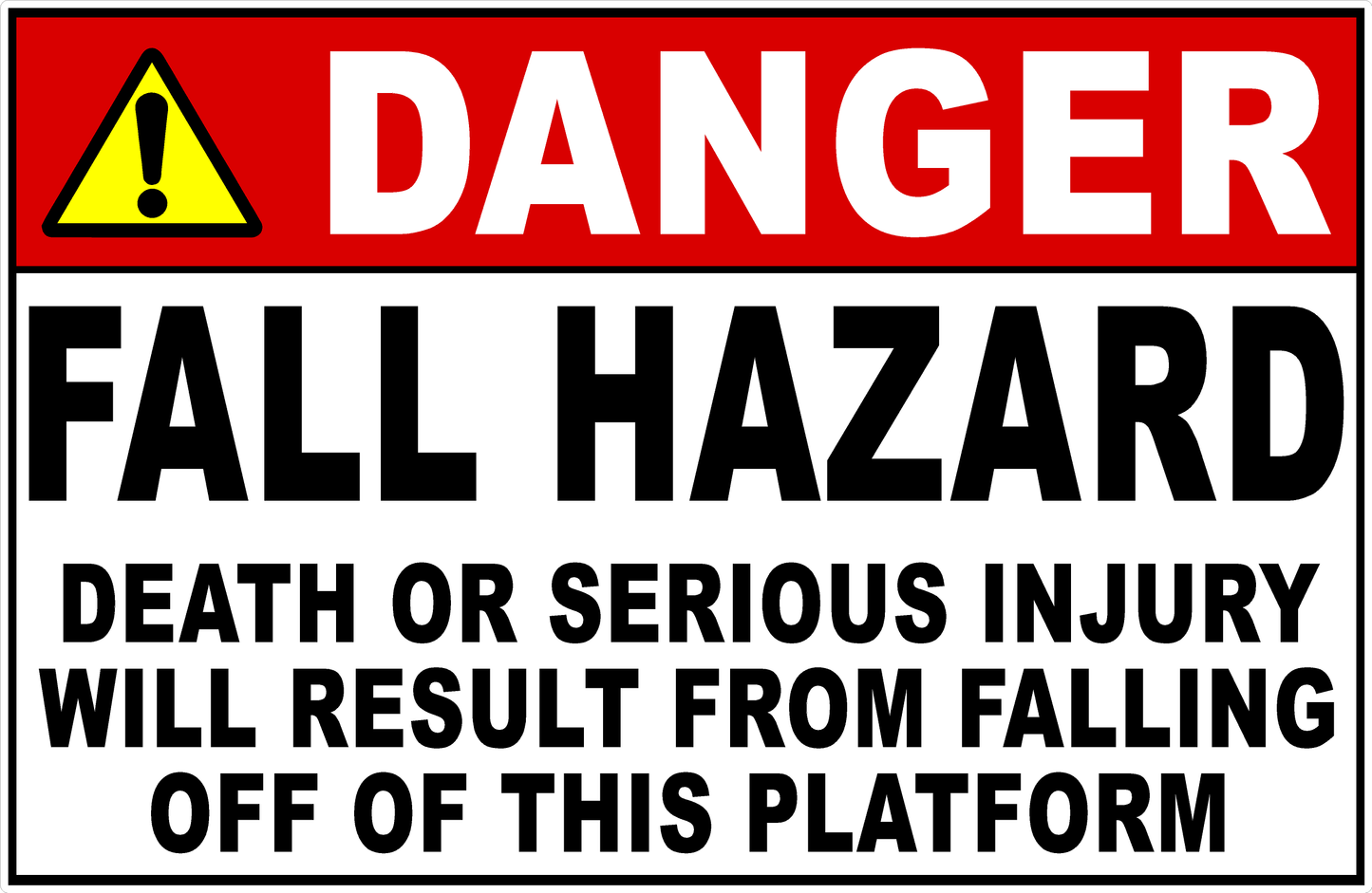 Danger Fall Hazard Decal
