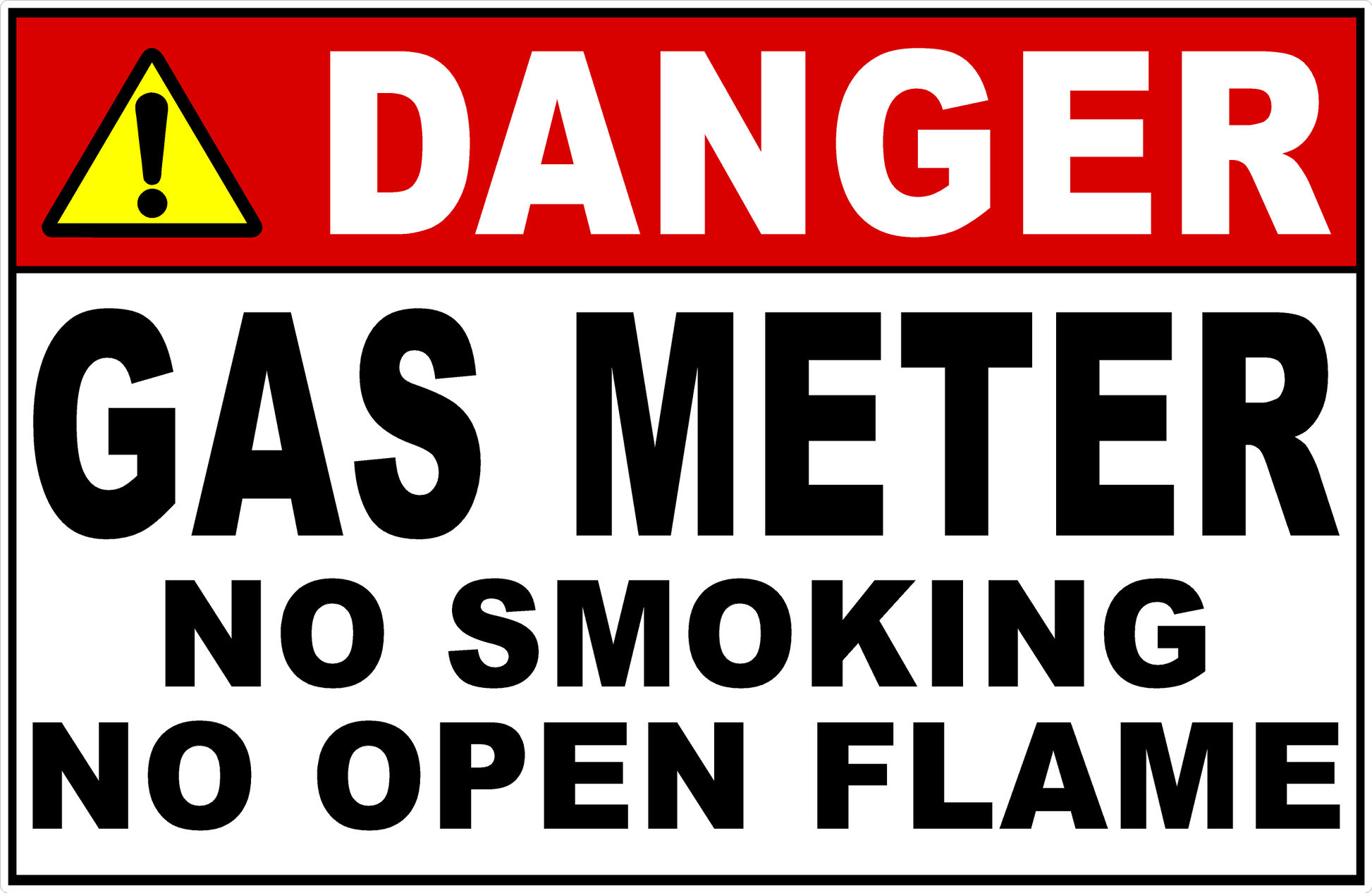 Danger Gas Meter No Smoking No Open Flame Decal