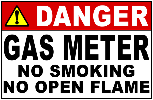 Danger Gas Meter No Smoking No Open Flame Decal