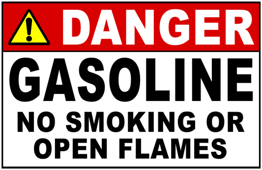Danger Gasoline No Smoking Or Open Flames Decal