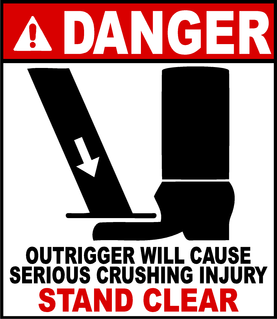 Danger Outrigger Will Cause Serious Crushing Injury Stand Clear Decal