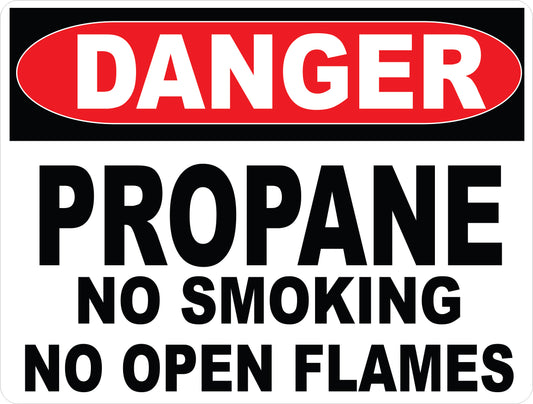 Danger Propane No Smoking No Open Flames Sign