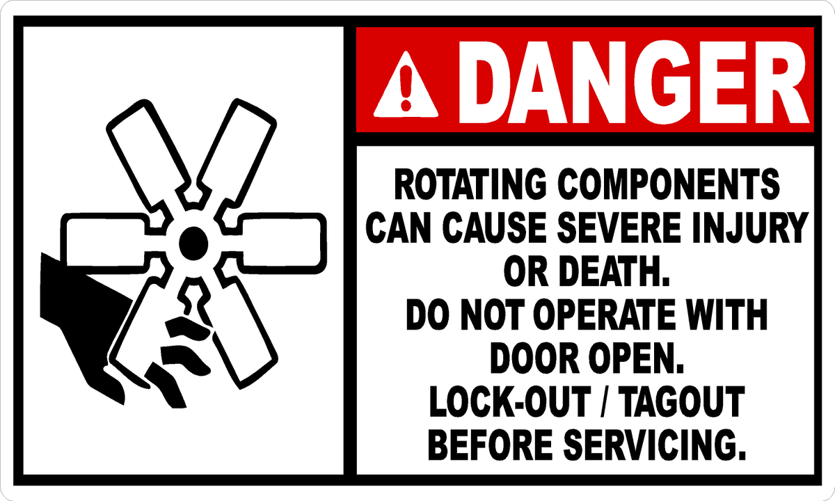Danger Rotating Components Can Cause Severe Injury or Death Sign