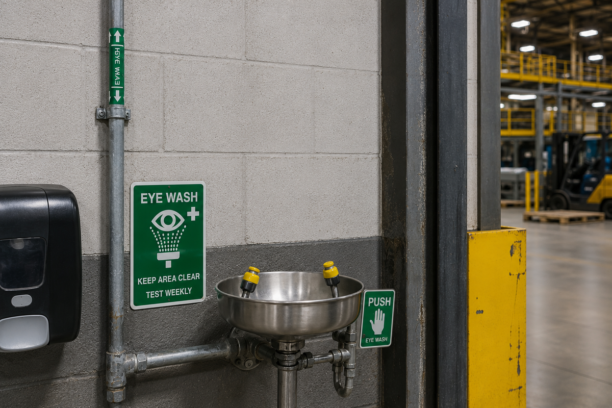 Warehouse emergency and facility safety signage