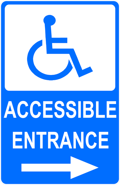 Handicapped Accessible Entrance with Optional Directional Arrow Sign