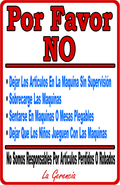 Laundromat Rules and Liability Sign