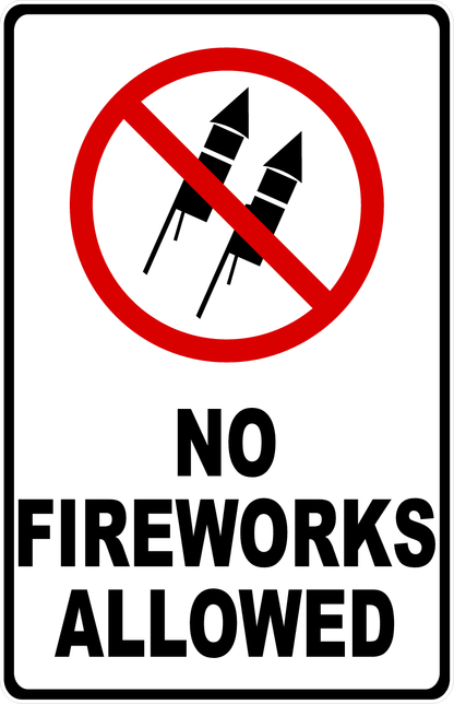 No Fireworks Allowed Corrugated Sign with Stake