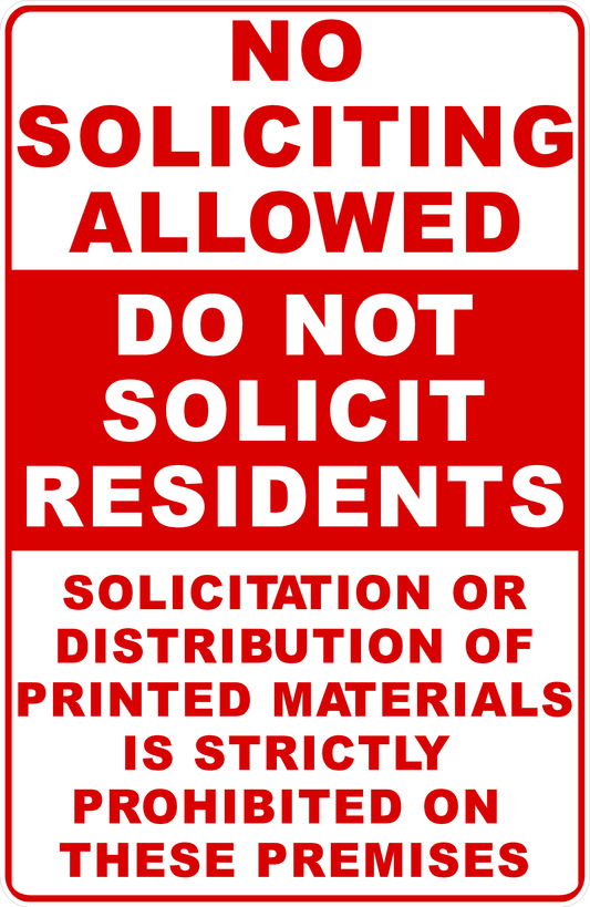 No Soliciting Allowed Do Not Solicit Residents Decal