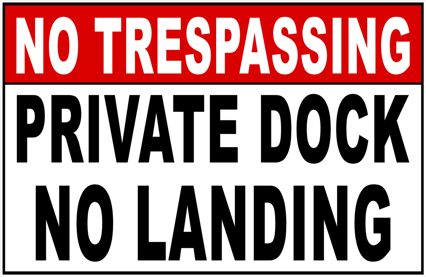 No Trespassing Private Dock No Landing Decal