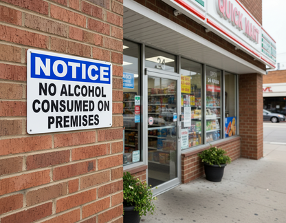Notice No Alcohol Consumed on Premises Sign by Sala Graphics