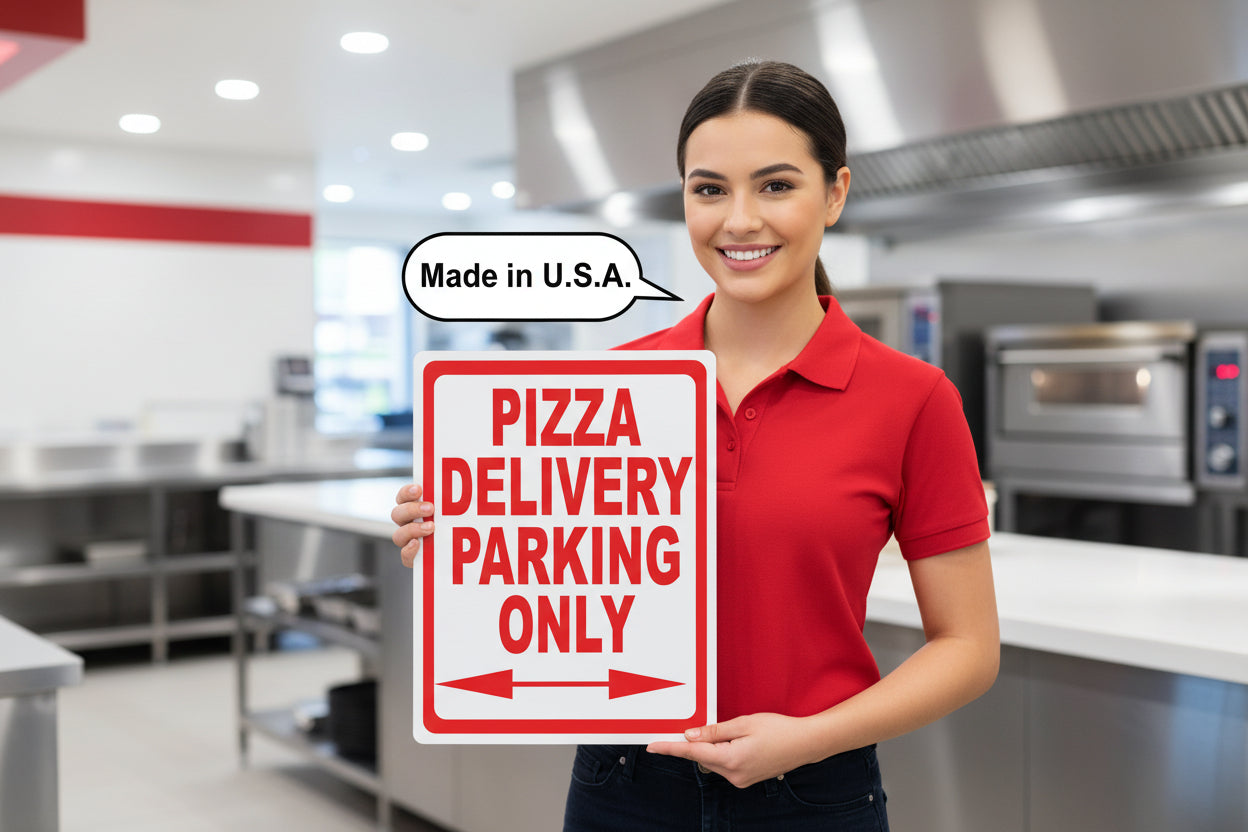 Pizza Delivery Parking Only Sign by Sala Graphics