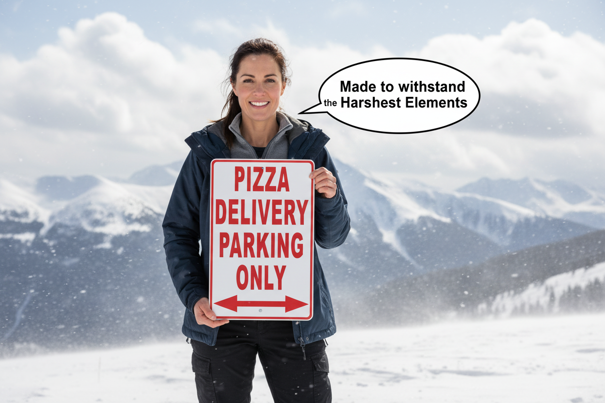 Pizza Delivery parking sign sala Graphics Inc