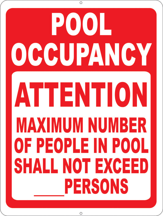 Pool Occupancy Attention Maximum Number of People Sign