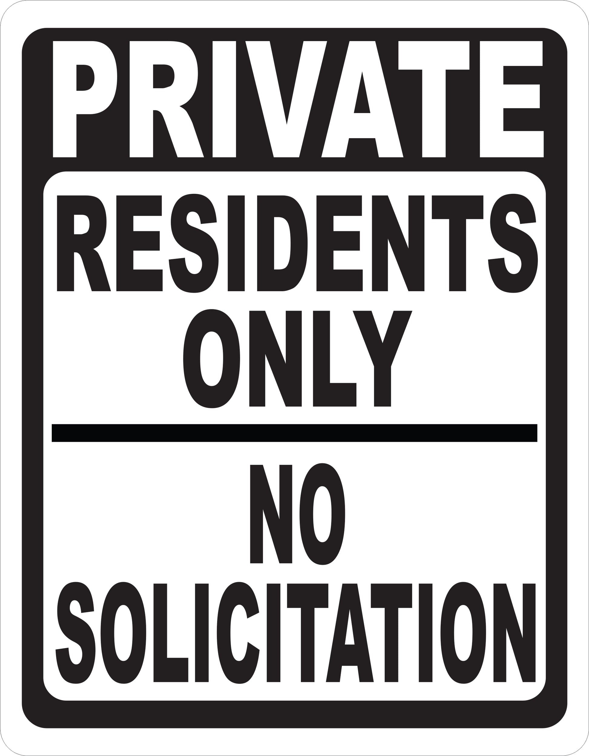 Private Residents Only No Solicitation Sign