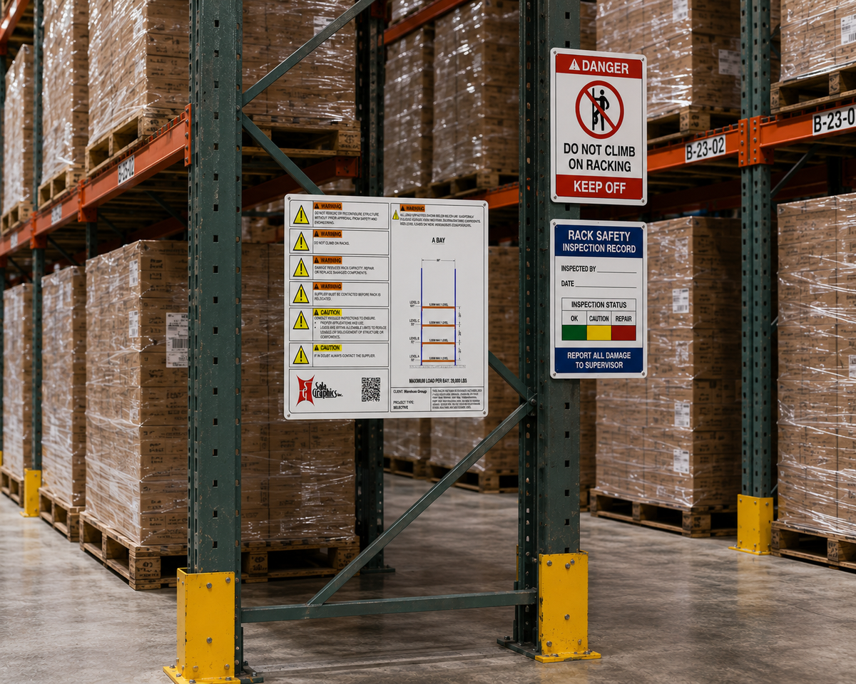 Warehouse Rack Safety and Capacity Signs