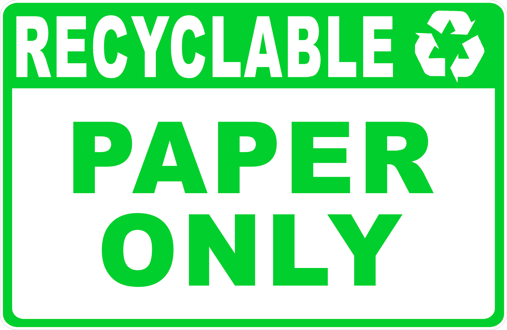 Recyclable Paper Only Sign Decal