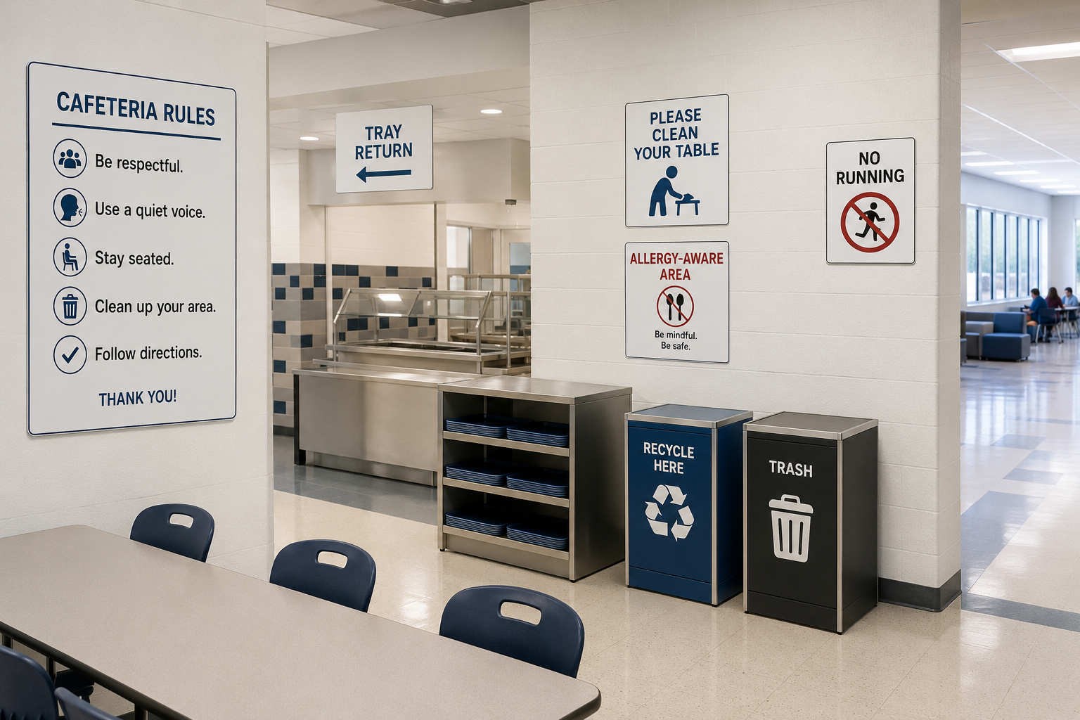 Student information signs and graphics in school common areas