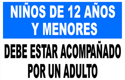 Spanish Children Under 12 Accompanied adult sign sala graphics