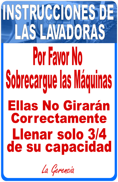 Spanish Washing Machine Instructions Do Not Overload Sign