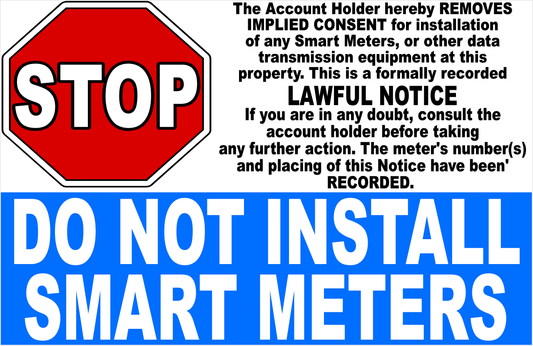 Stop Do Not Install Smart Meters Decal