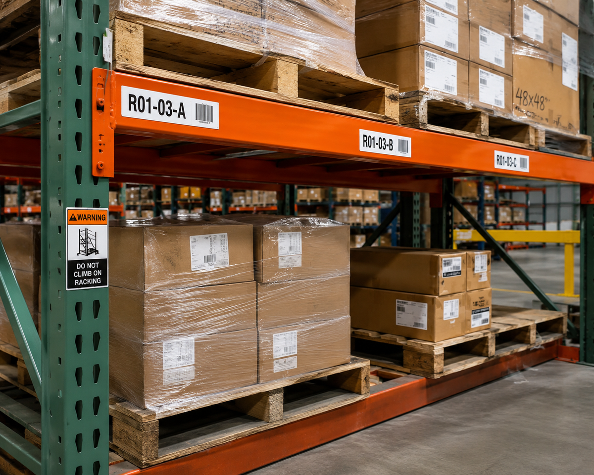 Warehouse Rack Identification Signs and Labels