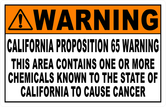 Warning California Proposition 65 Decal