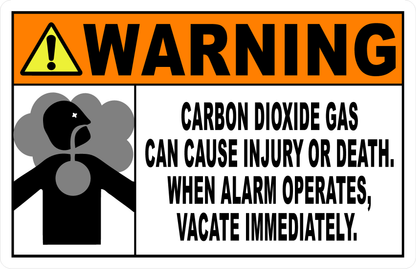 Warning Carbon Dioxide Gas Can Cause Injury or Death Decal