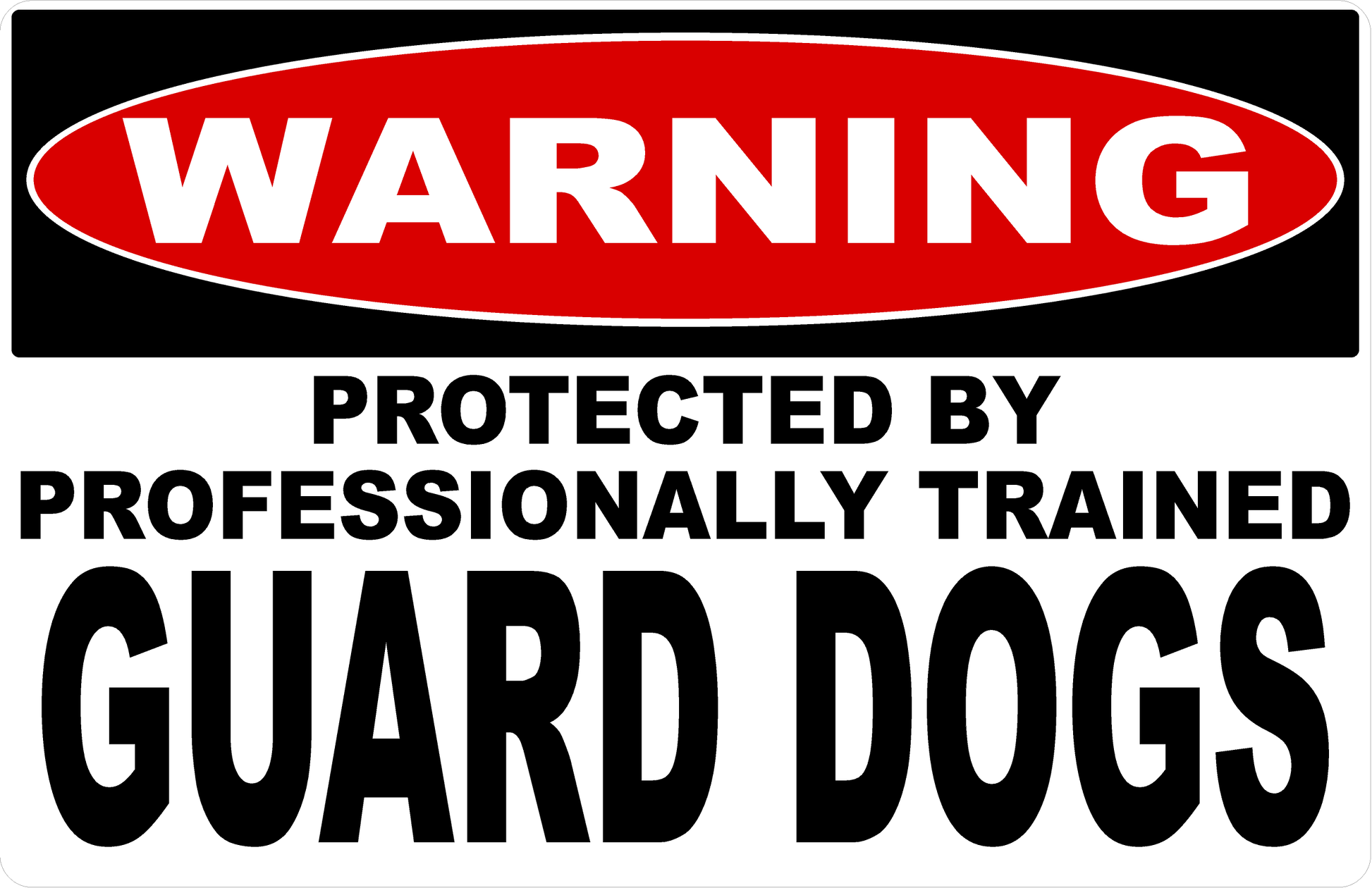 Warning Protected by Professionally Trained Guard Dogs Decal