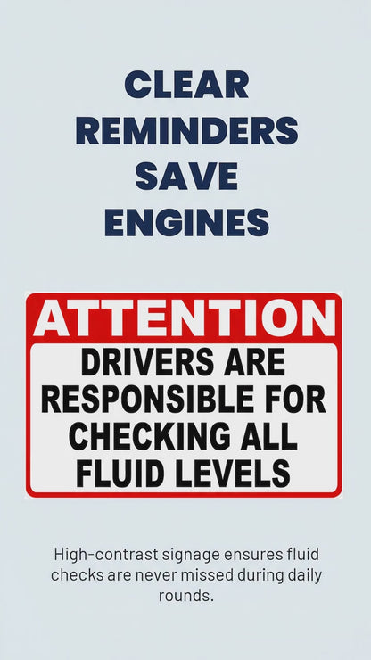 Attention Drivers Responsible for Checking Fluid Levels Decal