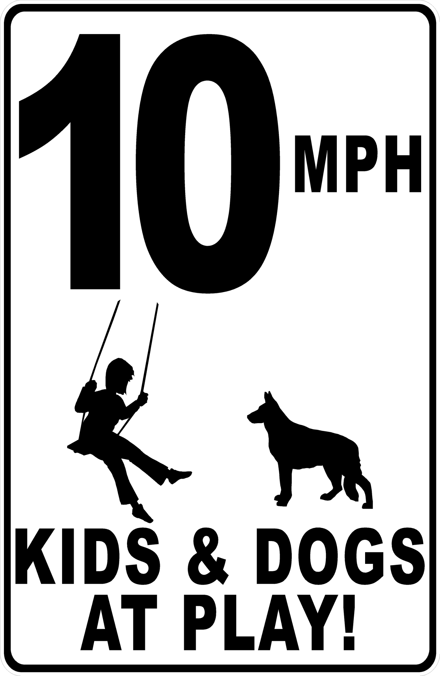 MPH (Choice) Kids & Dogs at Play with Posted Speed Limit Sign